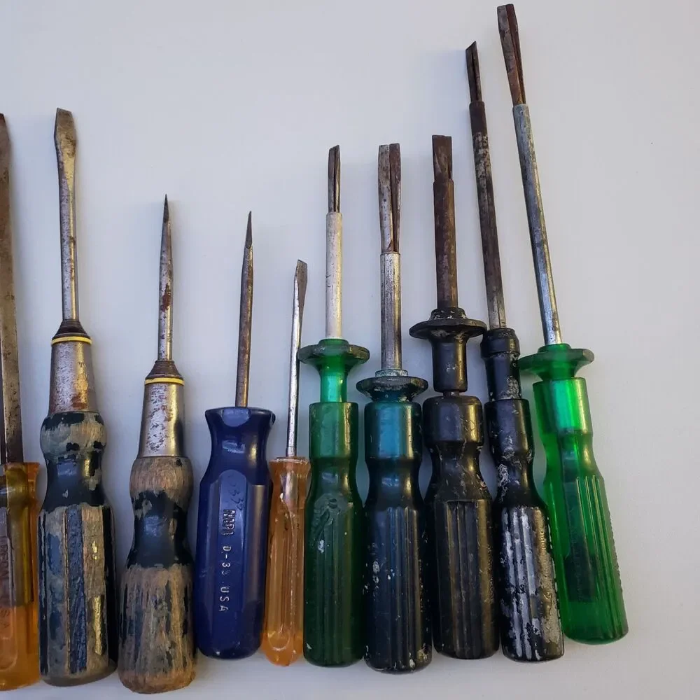 Vintage Lot of Flathead Screwdrivers Quick Edge Snap On TM 4E Craftsman Socket - Picture 4 of 16